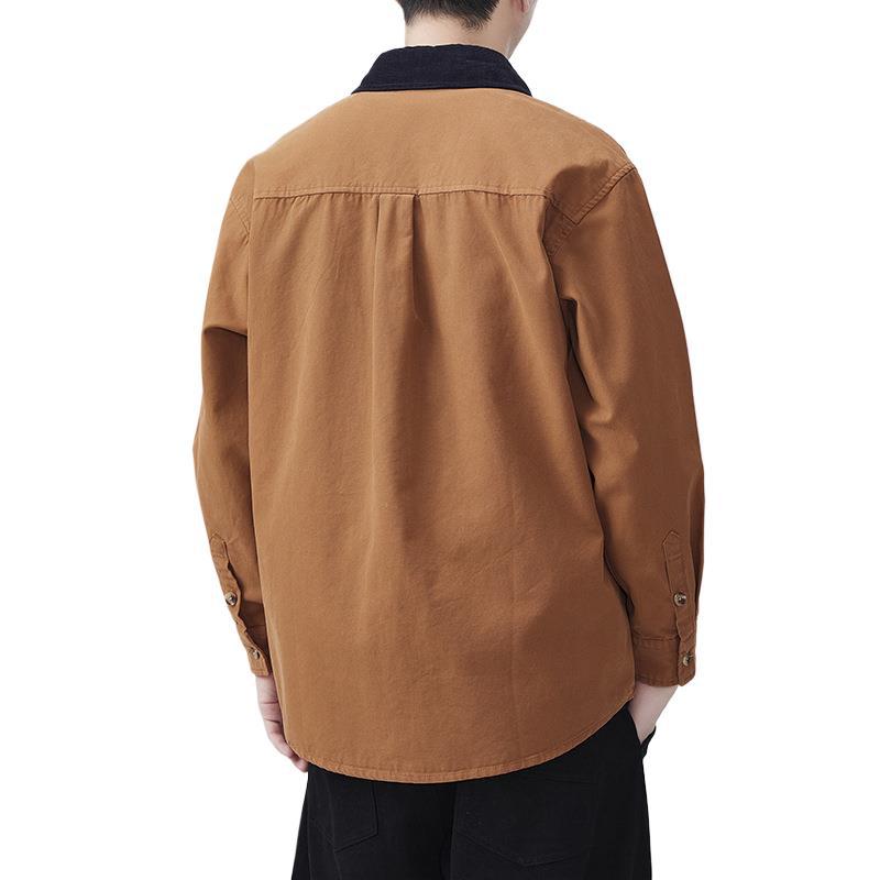 Spring New Japanese Retro Men's Loose Long-sleeved Casual Cotton American Work Shirt