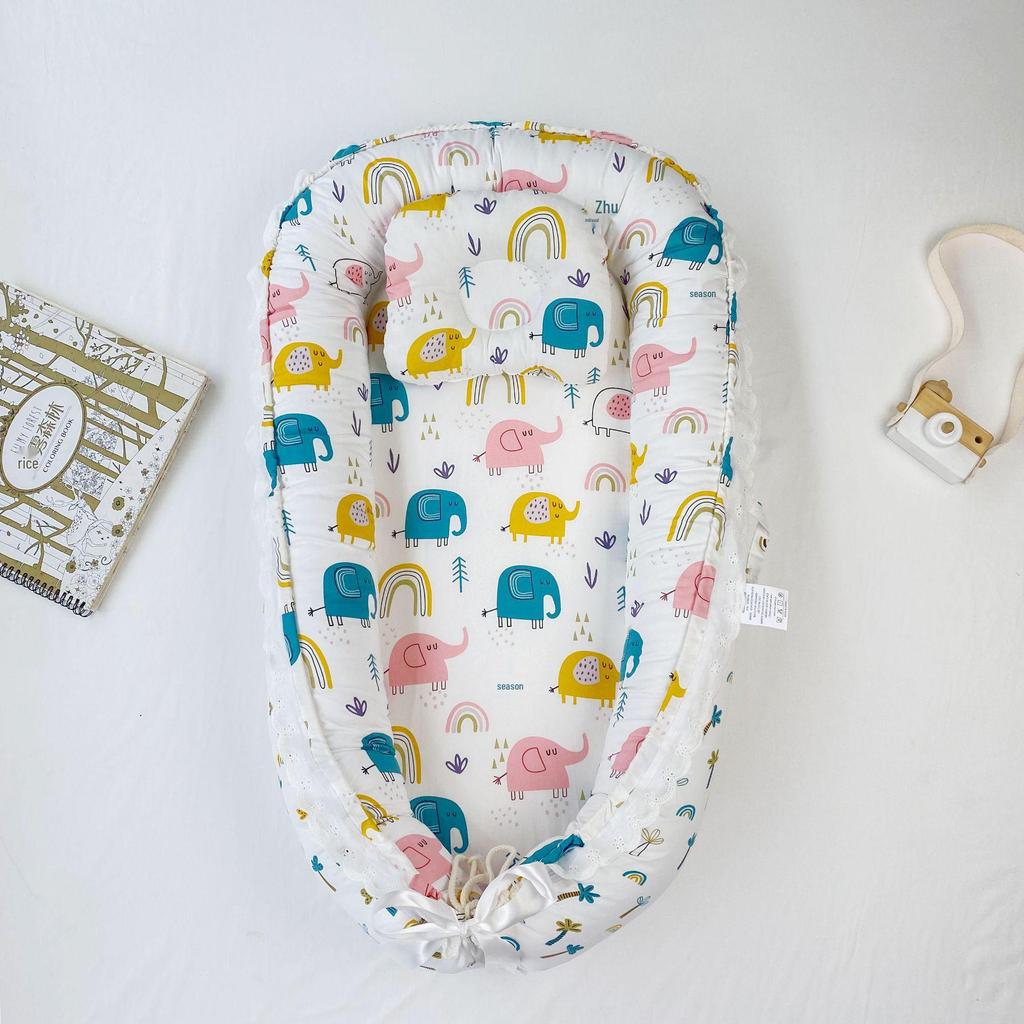 Pure Cotton Lace Removable & Washable Baby Nest Bed - Newborn Sleeping Bed