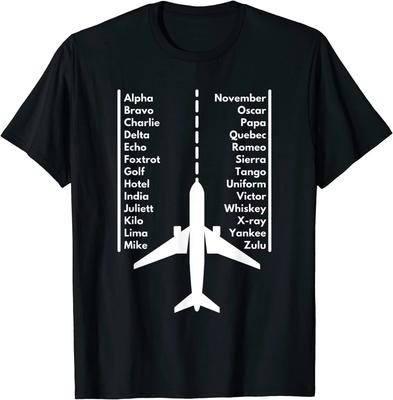 Funny Pilot and Aviation Airplane Gift, Phonetica Alphabet T-Shirt