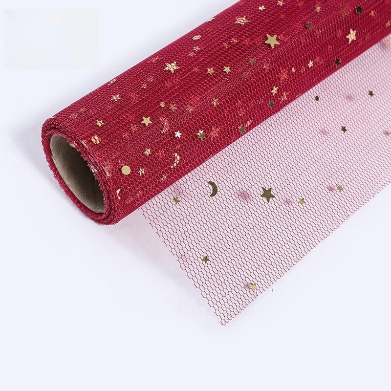 Звезда Луна пряжа золото серебро блестки звездная пряжа Ins супер красивая кружевная сетка цветочный упаковочный материал букет цветочная пряжа сетка