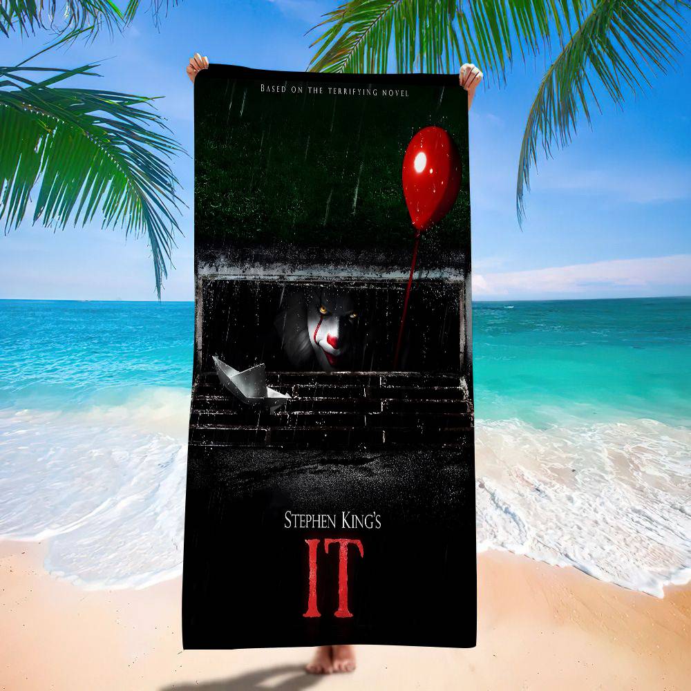 Movie I-It P-Pennywise Clown Vintage Classic Beach Towel Colorful Bath Towels for Girl Microfiber Quick Dry Custom Spa Gym Pool