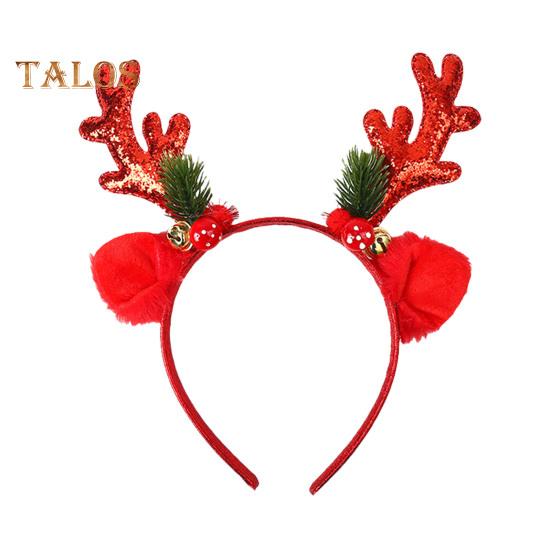 

Рождественский ободок с рогом оленя, украшение в виде колокольчика из мультфильма, блестящий обруч для волос с пайетками, рождественский праздничный обруч для головы, аксессуар для вечеринки красный