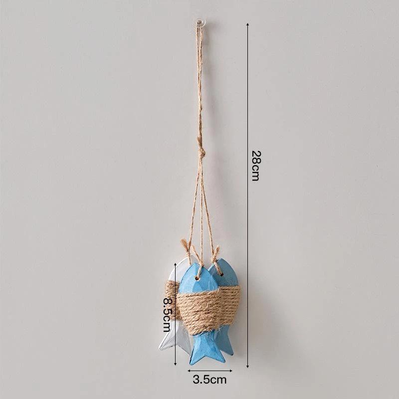 Mediterranean Style Wooden Ocean Animal With Jute Rope Wall Pendants Home Decoration For Nautical Themed Eco-Friendly Ornament