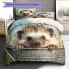 Beautiful Hedgehog Pattern Bedding Home Decoration Birthday Gift (1 * duvet cover + 2 * pillowcase, without core)