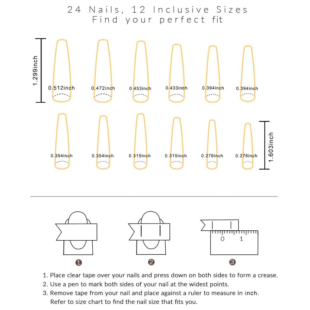 Dlouhé umělé nehty 24 ks, Třpytivé umělé nehty, Glamour nalepovací nehty pro ženy a dívky