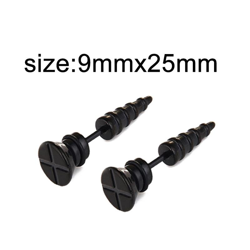 1 Pair Gothic Black Steel-Color Funny Screw Back Stud Earrings For Men/Women Round Ball Spike Cone Tip Stainless Steel Jewelry