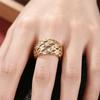 Huitan Graceful Gold Color Ring with Hollow-out Design for Women Fashion Bright Cubic Zirconia Finger Accessories for Daily Wear