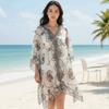With Buckle Sunscreen Thin Large Scarf Long Seaside Vacation Cloak Big Chain Printed Shawl  for Mom