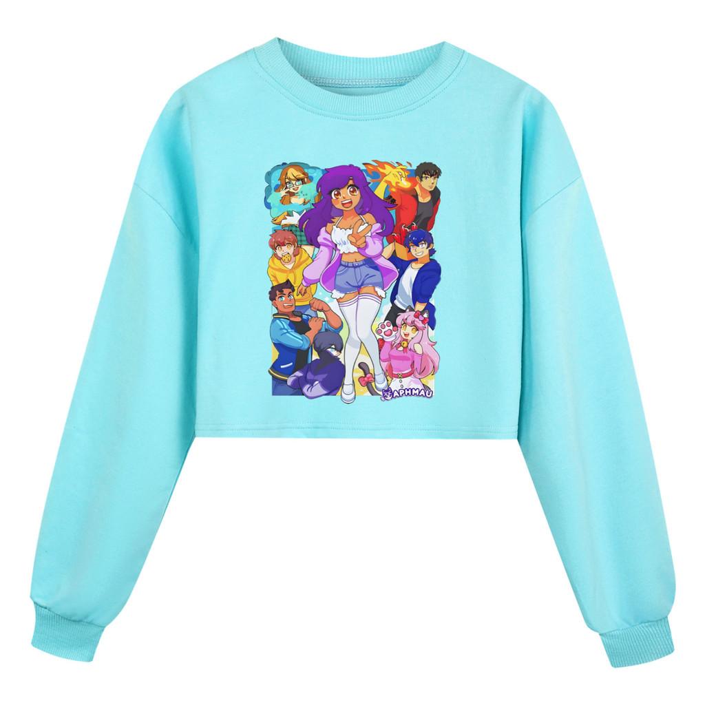 5370 Multi-color Kids Girls APHMAU Printed Long Sleeves Short Sweatshirt