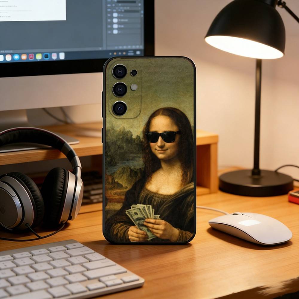 A ridiculous Mona Lisa meme  Phone Case Black Silicone Soft For Samsung S25,S24,S21,S22,S23,S30,Ultra,S20,Plus,Fe,Lite