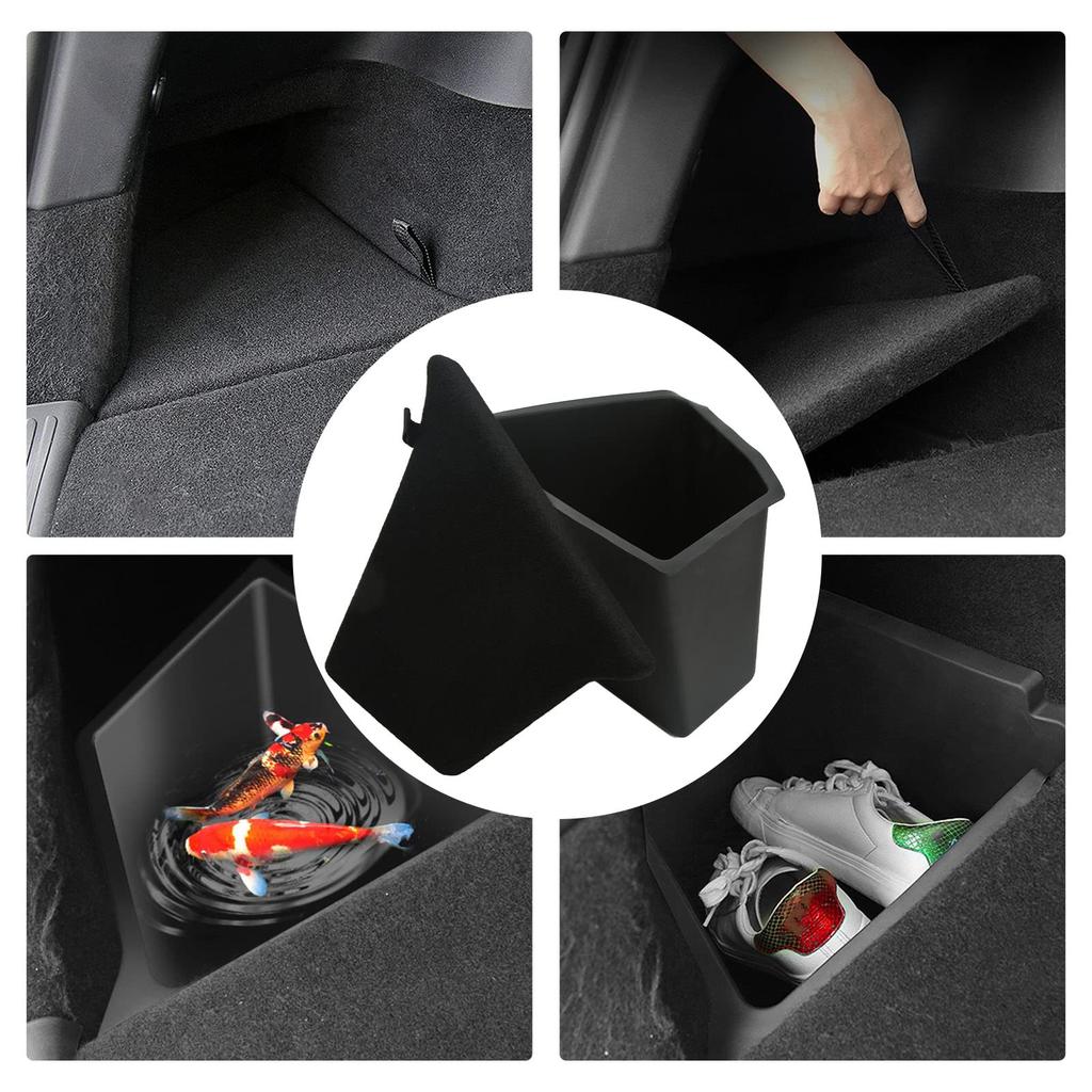 Tesla Model Y Trunk Organizer Storage Box, Rear Trunk Side Storage Packets (2 Pack) for Tesla Model Y 2020-2022, Black
