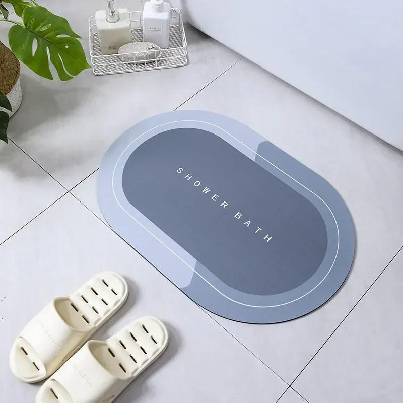 Absorbent Bathroom Bath Mat Anti-slip Shower Rug Quick Drying Bath Mats Kitchen Entrance Doormats Home Floormat Bathtub Carpet