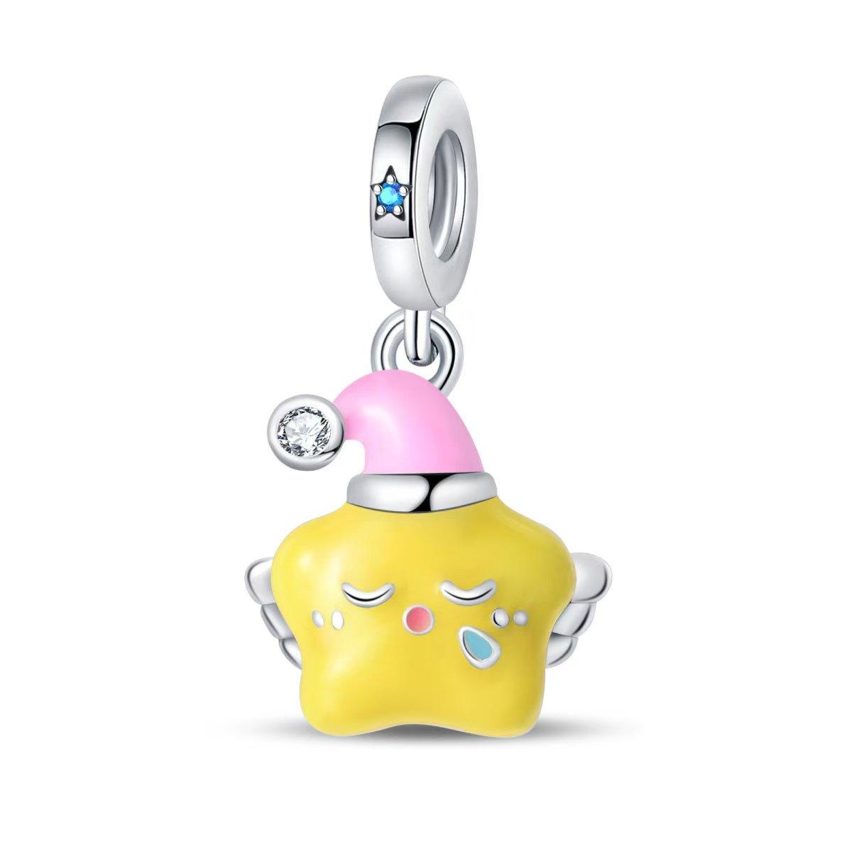 

Оригинальные 925 Серебряные светящиеся бусины-подвески в виде луны и звезды, аксессуары для самостоятельного изготовления ювелирных изделий, браслет, подвеска, подарок