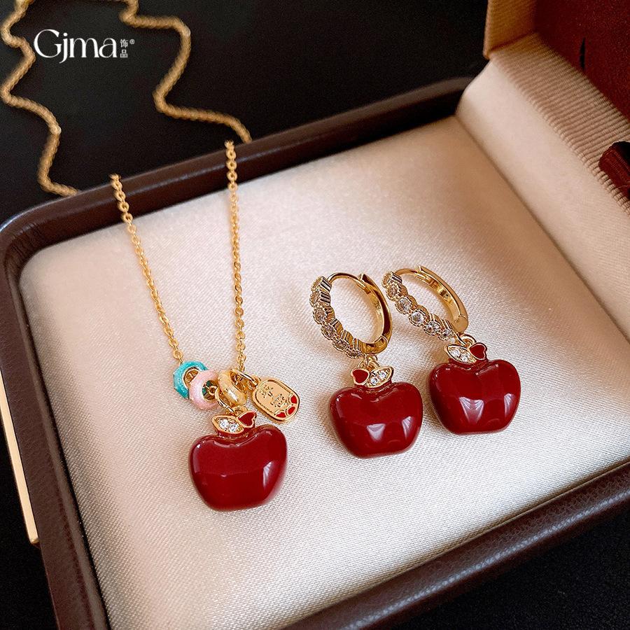 18k Real Gold Electroplated Ankara Red Oil-dripping Apple Earrings, Ear Buckles, Personalized Earrings.