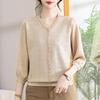 Elegant Mid-Aged Women's Summer Seven-Quarter Sleeve Blouse