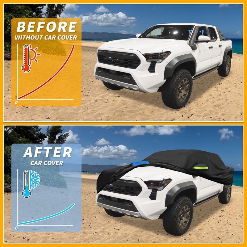 Motoforti Waterproof Car Cover Car Outdoor Full Car Cover for Toyota Tacoma Double Cab 4DR 210DBlack Blue
