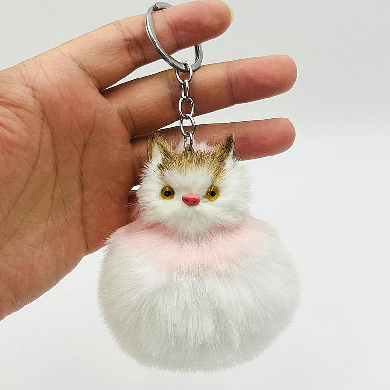 Fluffy Fur Kitty For Women Plush Pompom Ball Cat On Bag Car Trinket Jewelry Wedding Party Kids Gift Bag Charm