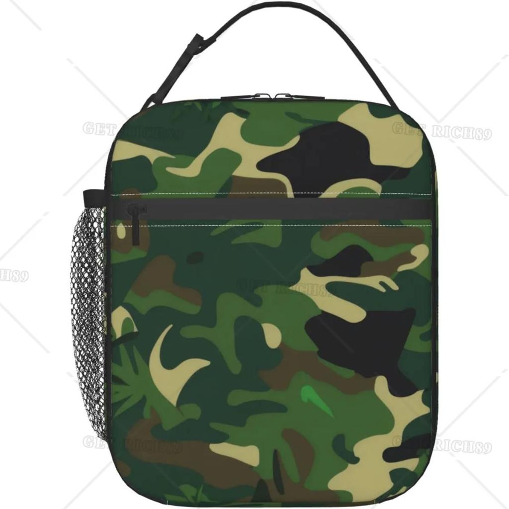 Colorful Painting Green Insulated Lunch Bag - Reusable Portable Lunch Box - Large Capacity Lunch Tote for Women Men Outdoors