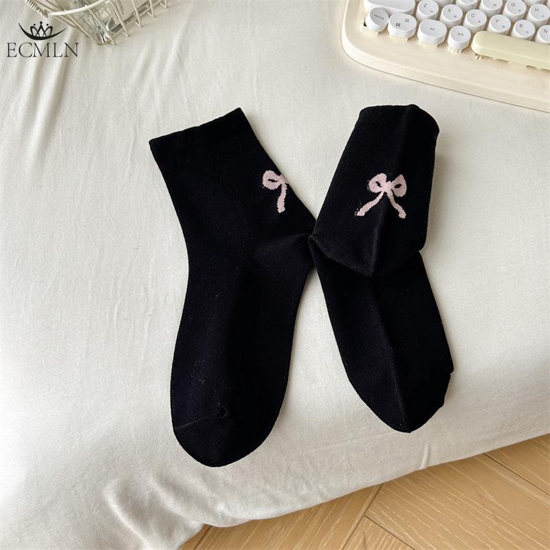 Sweet Girls Socks Cute Character Ribbon Graphic Bow Girl Ladies Cotton Socks