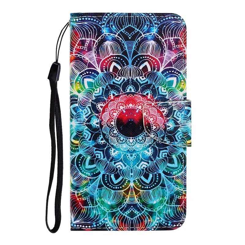 Leather Flip Phone Case For iPhone 11 XR X XS 7 8 SE 2020 SE 2022 Lion Cat Flower Painted Wallet Card Holder Back Cover