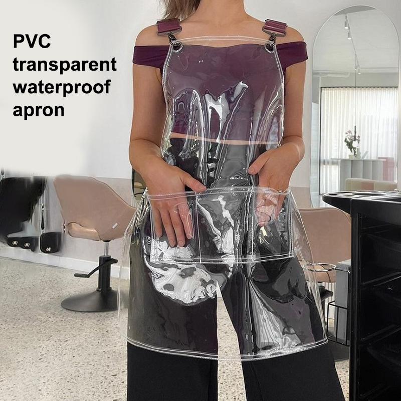 Fashionable Transparent Pvc Apron Waterproof Kitchen Home Accessories Hair Salon Washable Anti Fouling Ribbon Apron