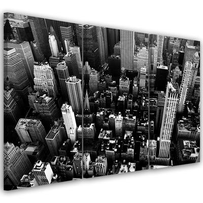 Three Piece Picture Canvas Print New York City Panorama Black White