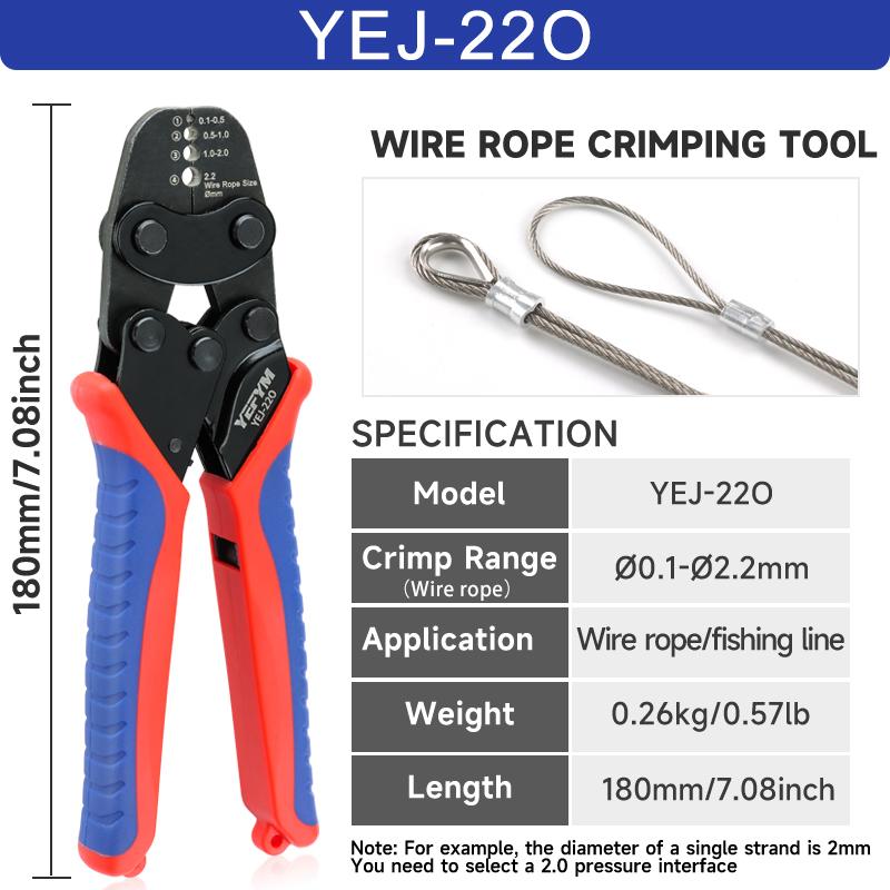Eight-character Aluminum Buckle Crimpers for Single-strand Steel Wire Ropes (0.0039" - 0.0866"); Fishing Tackle Aluminum Sleeve Crimpers; YEJ Series