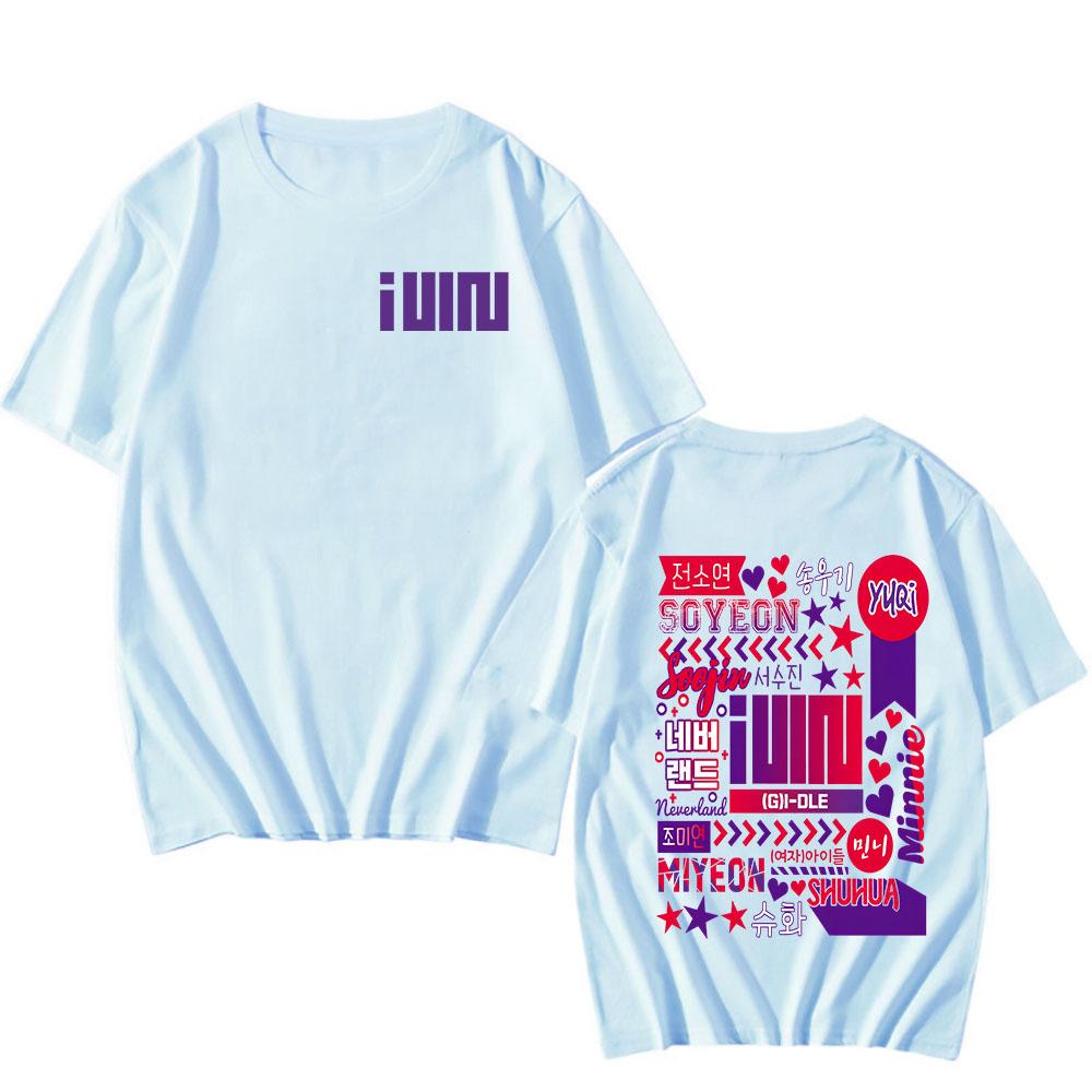 2024 Nova GIDLE YUQI Imprimir Homem/Mulher Harajuku T-shirt Hip Hop Manga Curta Casual Unissex Streetwear Algodão Tops Moda Roupas