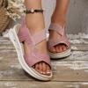 Fashion Summer 2025 Casual Thick Bottom Platform Sandals Women's Open Toe Strap Beach Shoes Outdoor Wear PU Leather Rubber Sole