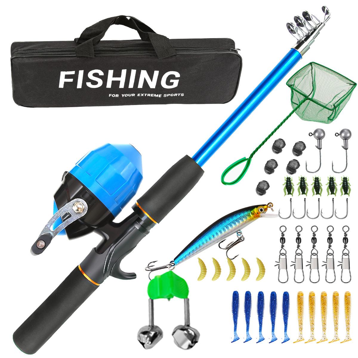 Telescopic Lure Rod Set  Sea Rod Gear with Fishing Reel for Lake Fishing Slow Action EVA Handle Material 1.5m