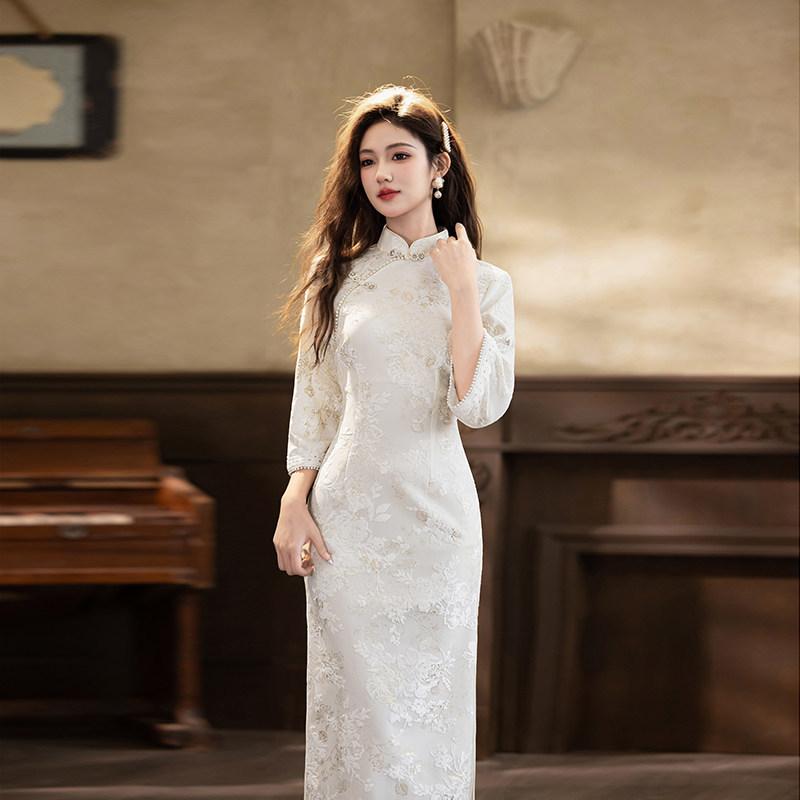 White national style new Chinese style Suzhou long-sleeve autumn qipao, improved youth style 1011 new women's sophisticated spring and autumn style
