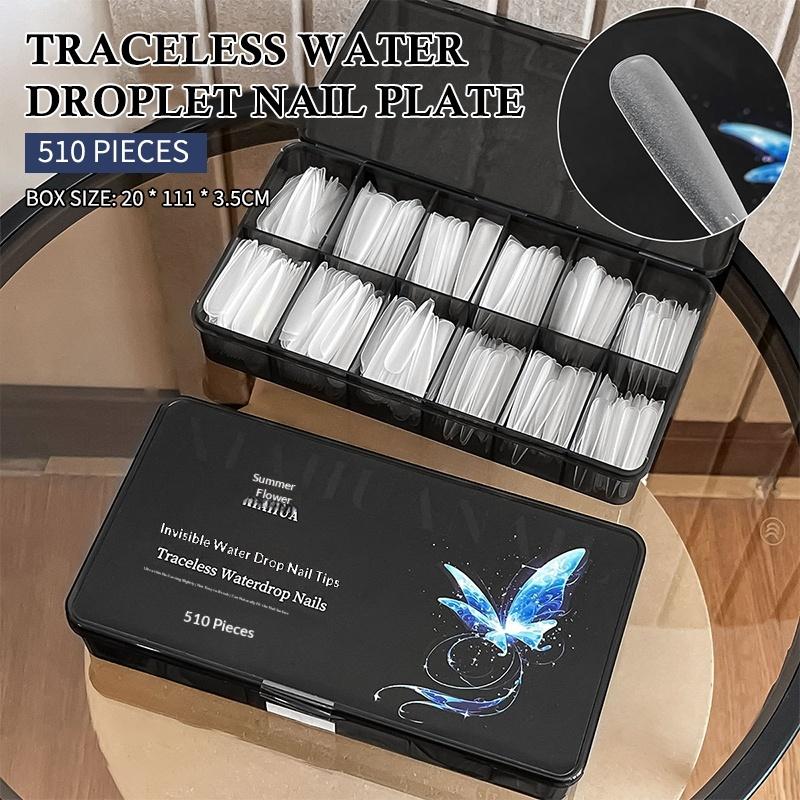 

240/510Pcs Full Cover Frosted False Long Stiletto Nail Tips Sculpted Clear Press On Artificial Fake Nails Manicure Salon Supply as the picture