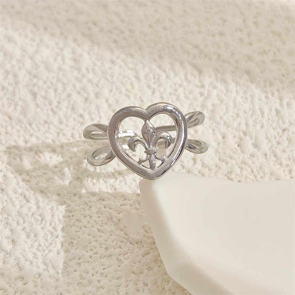 

Кольцо из нержавеющей стали 18 карат, открытое, с нерегулярным дизайном в виде сердца и цветка Adjustable Open