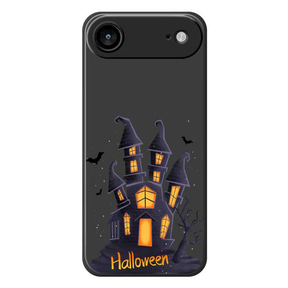 

For iPhone 17 Air Case Halloween Castle Pattern Printing Straight Edge TPU Phone Back Cover Black