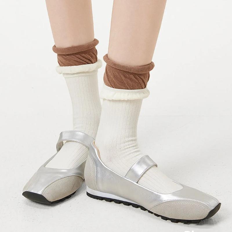 2025 Brand New Silver Ballerina Style Casual Flats Mary Janes Shoes Black Comfy Walking  Shoes Women Ballet Flats Daily Trainers