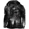 Herren Kapuzenpullover Lockerer Schnitt Mit 3D Digitalem Tierdruck Air Layer Stoff Langarm Freizeit Oberteil Alles