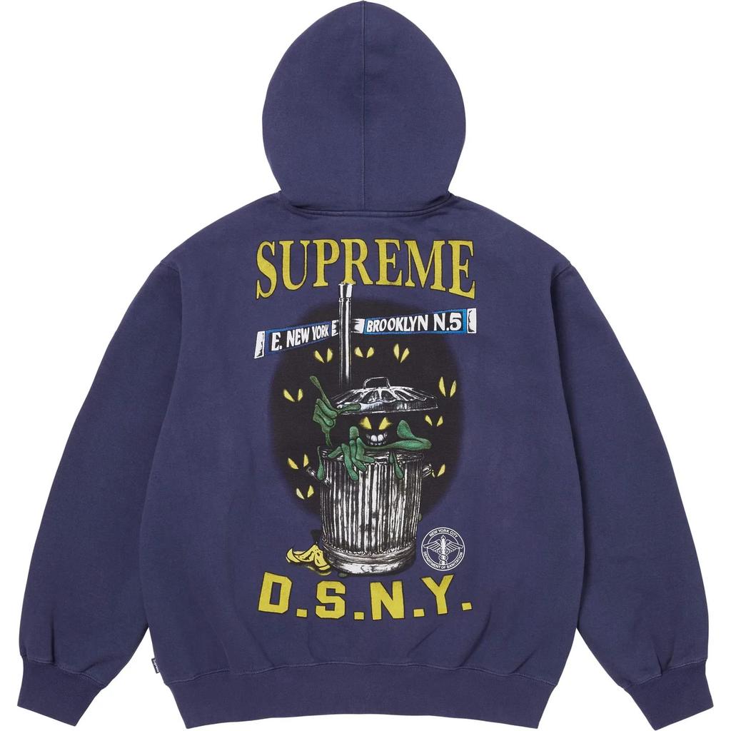 Supreme DSNY Zip Up Hooded Sweatshirt Washed Navy