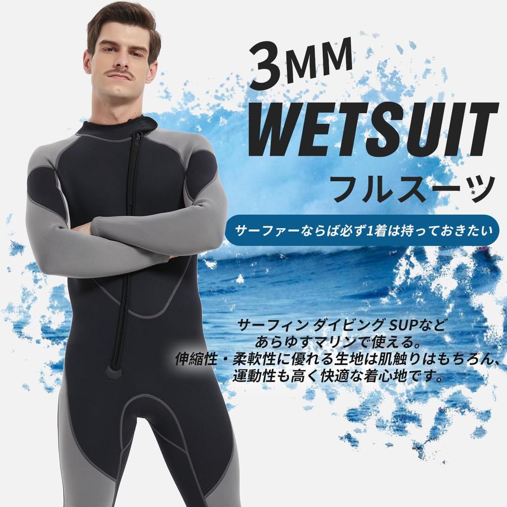 MORGEN SKY Wetsuit 3mm Full Suit Fishing One Piece Four Seasons Front Opening Marine Sports Water Sports Warmth Sun Protection Warmth Elasticity SUP