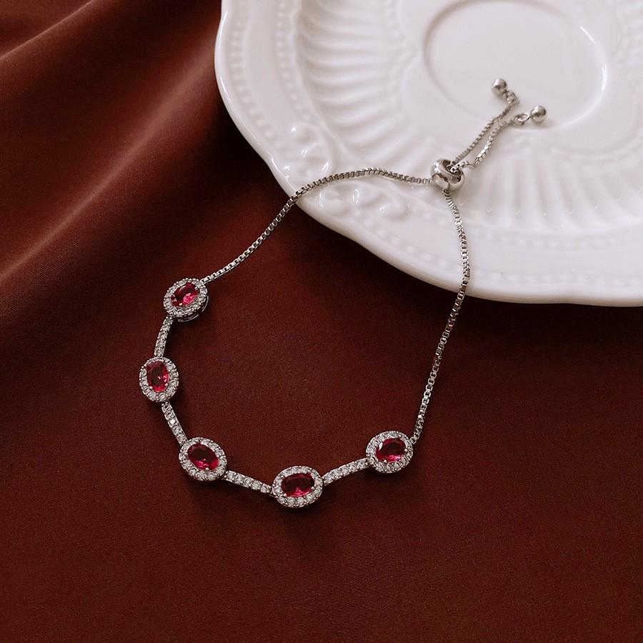 Bracelet à boucle ovale en zircon plaqué or 18 carats - Bijoux de luxe rétro européens et américains