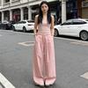 Women's Summer Yamo Wide-Leg White Pants: Casual, Loose-Fit, Milk Puff Texture