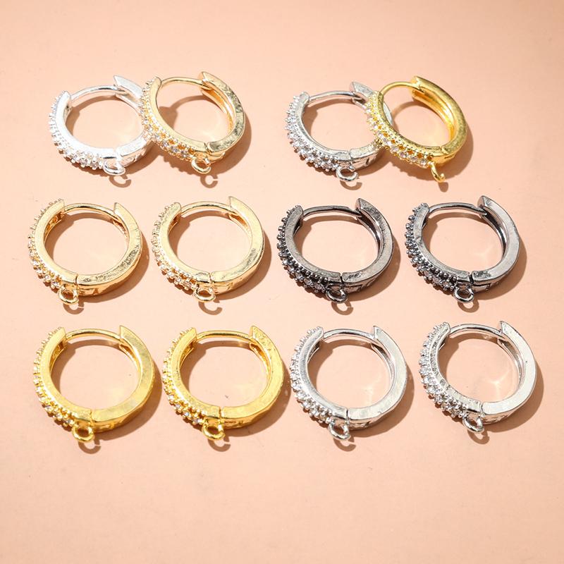 10pcs 15mm with Zircon Gold Silver Color Earring Hooks Leverback Open Loop DIY Earring Clips Clasp Jewelry Making Accessories