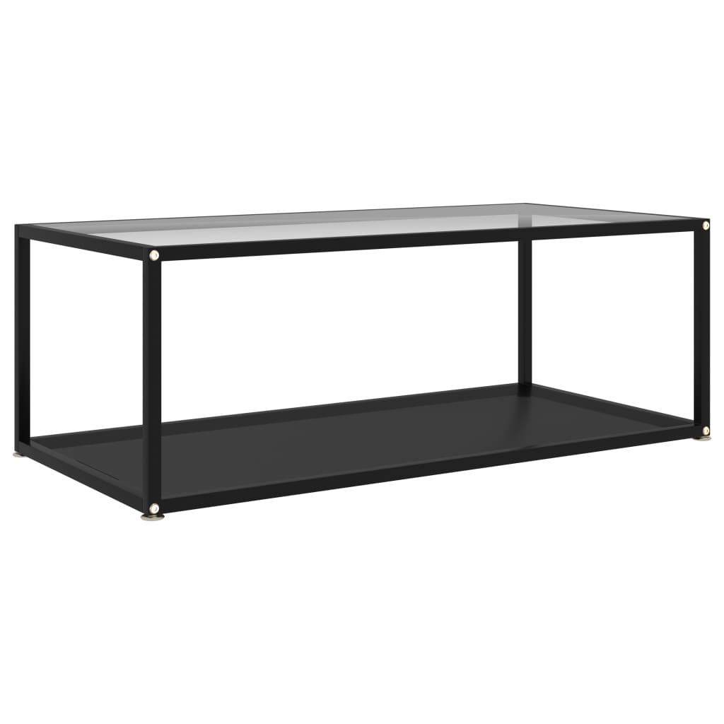 Transparent and Black Coffee Table 100 X 50 X 35 Cm Tempered Glass