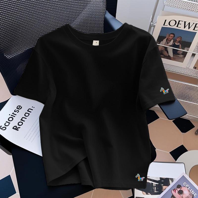 White cotton design sense front shoulder short-sleeved t-shirt women's 2025 summer new explosion foreign style loose and versatile top