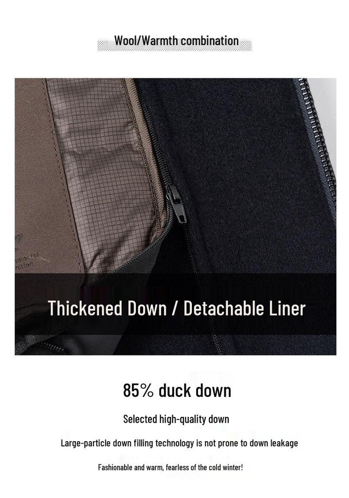 Dad's Wool-Cashmere Double-Faced Jacket with Detachable Down Liner for Autumn/Winter