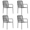 VidaXL Garden Chairs 4 Pcs Cotton Rope and Steel Black