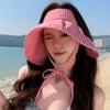 Plaid Print Large Brim Sun Hat Foldable Wide Brim Sunhat Lightweight Sun Protection Hats  Fishing