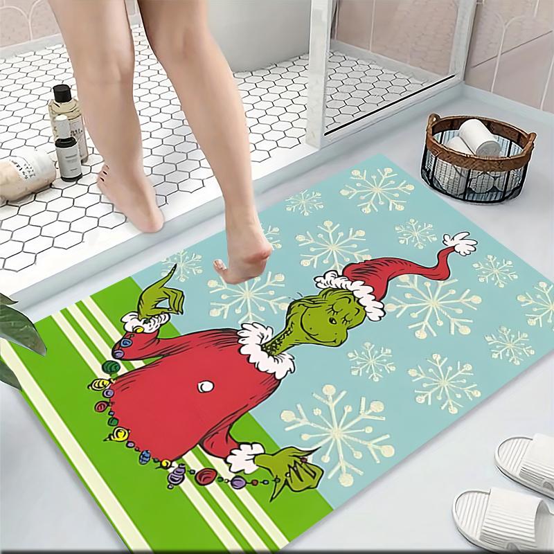 Christmas Grinch Snowflakes Carpet Rug Soft Washable Antislip Home Living Room Sofa Mats Personalized Christmas Rug