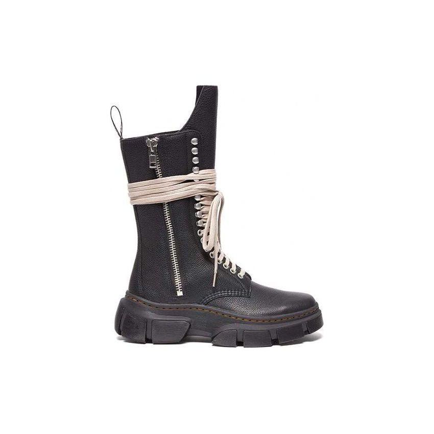 Rick Owens X Dr. Martens Leather Comfortable Lightweight Ankle Boots Women ankle boots Black 31750001X