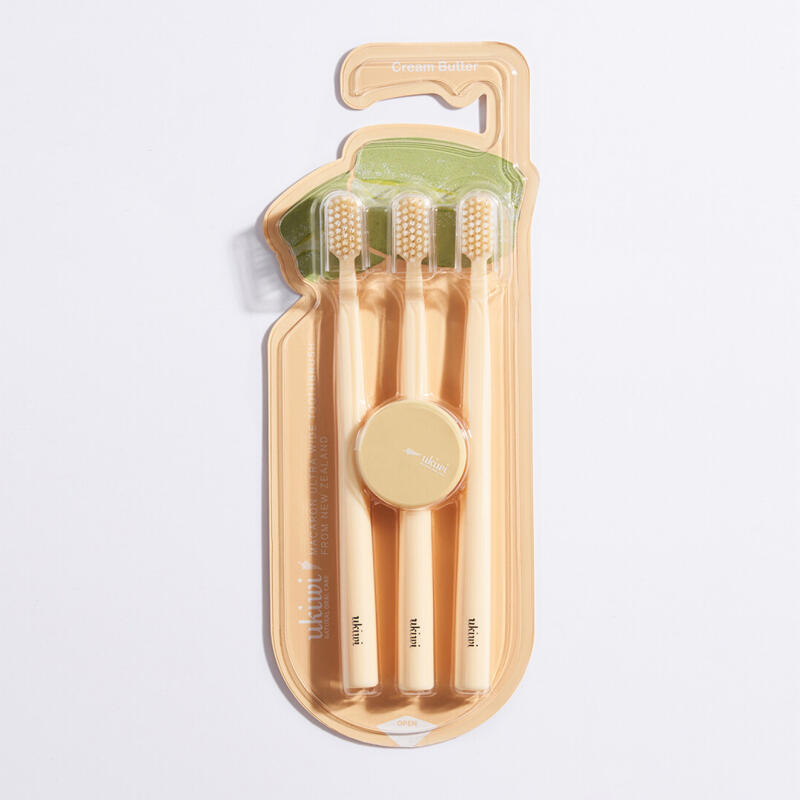 Magnetic Antibacterial Toothbrush 3-piece Set Cream Butter