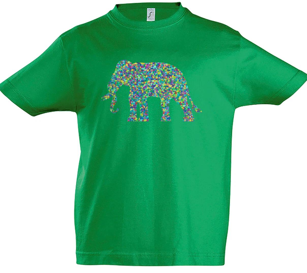 Colored Elephant Boys kids boys T-Shirt Toon Look Techno Raver Rave Rainbow Elephant 100